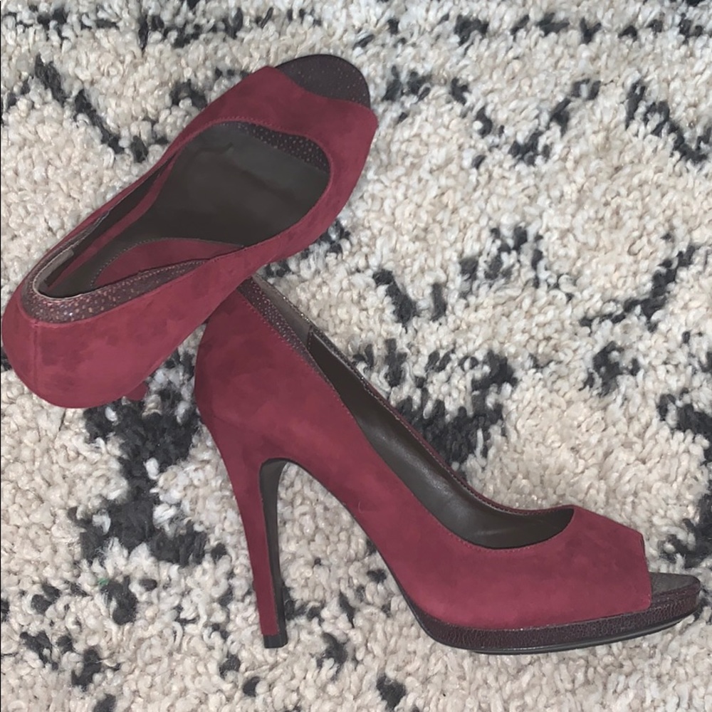 Brand new DVF cranberry suede pumps, 9.5